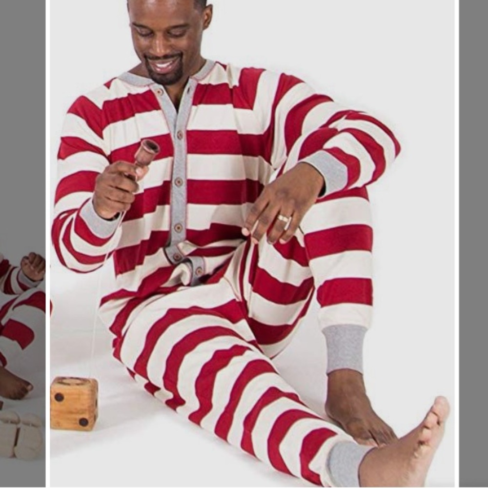 NWOT Burt’s Bees Baby Adult Striped Union Suit  Organic Cotton Pajamas